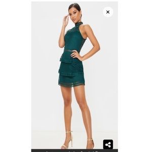 Emerald green body con dress